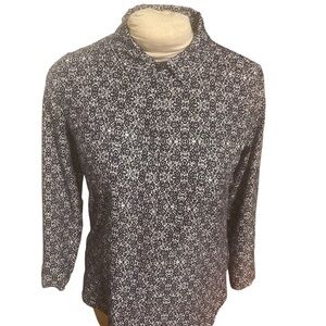 Splendid Navy and White Floral Button Down